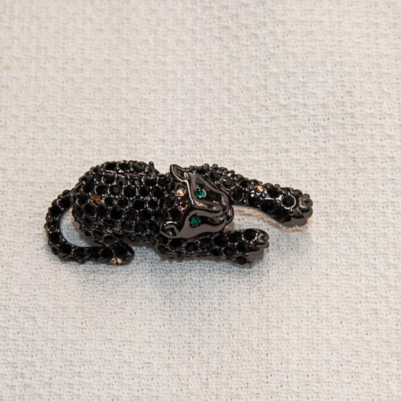 Monet Jewelry - Vintage Monet "Black Panther" Brooch with black crystals